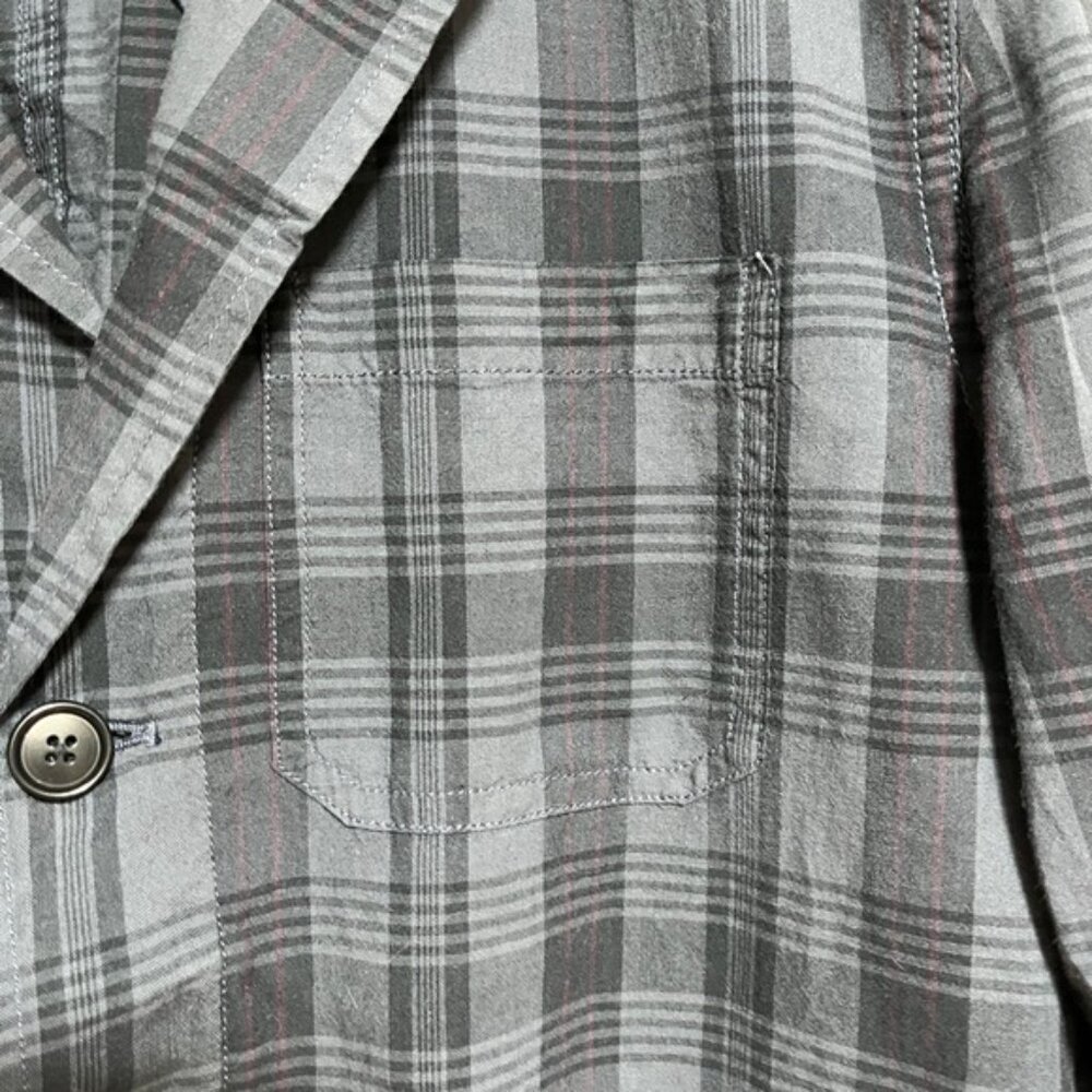 Alex Mill Plaid Blazer Jacket L – Navy Gray Cotton Workwear Style - Picture 5 of 10